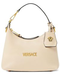 Versace - Logo Plaque Zipped Shoulder Bag - Lyst