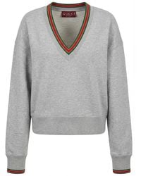 Gucci - Web Jersey V-Neck Sweatshirt - Lyst