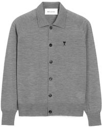 Ami Paris - Wool Shirt-Collar Ami De Coeur Cardigan - Lyst