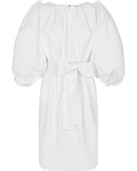 Dolce & Gabbana - Cotton Midi Dress With Puff Sleeves - Lyst