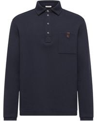 Moncler - Cotton Long Sleeve Polo Shirt - Lyst
