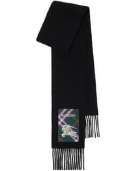 Burberry - Check Label Fringed-Edge Scarf - Lyst
