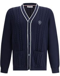 Brunello Cucinelli - Logo Patch Cable Knit Cardigan - Lyst
