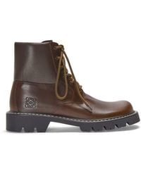 Loewe - Sierra Combat Ankle Boot In Vegetable-tanned Calfskin - Lyst