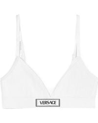 Versace - Logo-Patch V-Neck Bra - Lyst
