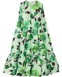 Erdem - Printed Dress With Tie-Up Shawl - Lyst