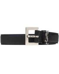 Saint Laurent - Logo Plaque Buckled Belt - Lyst