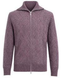 Eleventy - Diamond-Knit Zip-Up Cardigan - Lyst