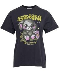 Ganni - Crew Neck Short-Sleeved T-Shirt - Lyst