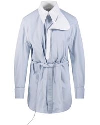 Bottega Veneta - Belted Contrast-Collar Shirt - Lyst