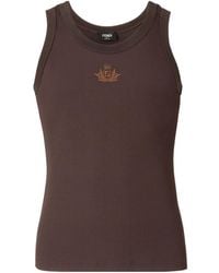 Tシャツ・カットソー FENDI BROWN STRETCH NYLON TANK TOP Fendi Tech Mesh Tank Top in Black for Men | Lyst