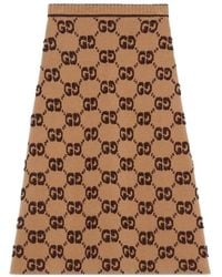 Gucci - Gg Jacquard A-Line Knit Skirt - Lyst