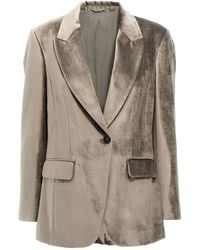 Brunello Cucinelli - Single-Breasted Long Sleeved Blazer - Lyst