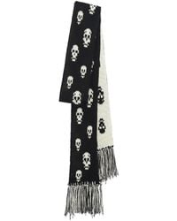 McQueen - Skull Knit Fringed Scarf - Lyst