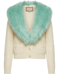 Gucci - Detachable Faux-Fur Collar Cardigan - Lyst