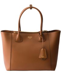 Prada - Large Leather Tote Bag - Lyst