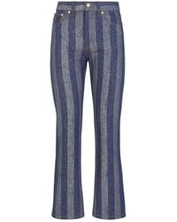Fendi - Logo Patch Striped Jeans - Lyst
