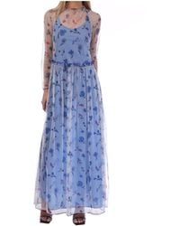 Emporio Armani - Semi Sheer Floral Print Maxi Dress - Lyst