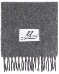 Marni - Logo Patch Fringed Scarf - Lyst