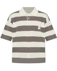 Ami Paris - Ami Striped Logo Short Sleeved Polo Shirt - Lyst
