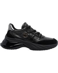Pinko - Ariel Leather And Suede Sneakers With Applied Love Birds Logo - Lyst