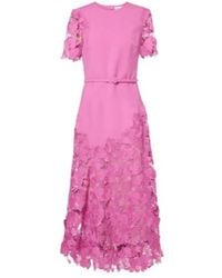 Oscar de la Renta - Orchid Guipure Wool-Blend Midi Dress - Lyst