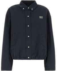 Miu Miu - Logo-Embroidered Shirt Jacket - Lyst