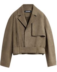 Jacquemus - Lapel Long Sleeve Leather Jacket - Lyst