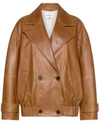 Marella - Long-Sleeve Leather Jacket - Lyst