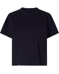 Sacai - Pleated Striped Cotton-Jersey And Poplin T-Shirt - Lyst
