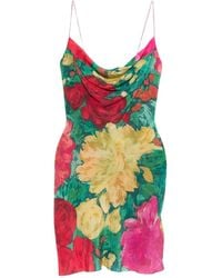 Balmain - Floral-Print Cowl-Neck Mini Dress - Lyst