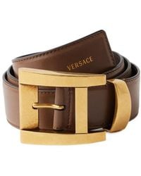 Versace - Square-Buckle Leather Belt - Lyst