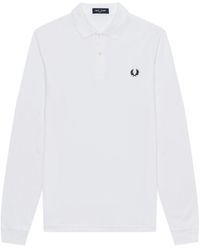 Fred Perry - Long Sleeved Logo Embroidered Polo Shirt - Lyst
