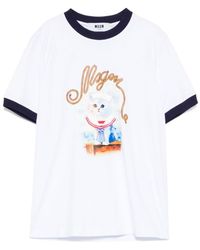MSGM - Graphic Printed Crewneck T-Shirt - Lyst