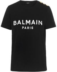 Balmain - Eco-Designed Cotton T-Shirt With Logo Print - Lyst