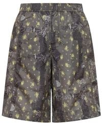 Ganni - Printed Nylon Bermuda Shorts - Lyst