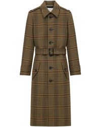 Saint Laurent - Prince Of Wales Belted Long Coat - Lyst