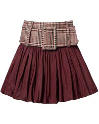 Patou - Checked Ruched Virgin Wool Miniskirt - Lyst