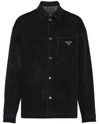 Prada - Logo Plaque Button-Up Shirt - Lyst