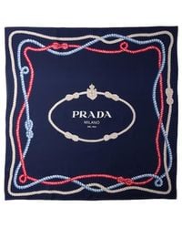 Prada - Printed Silk Twill Scarf 90 - Lyst