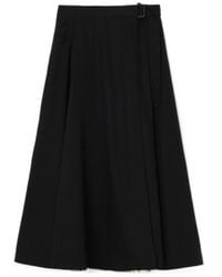 Burberry - Wool Belted Midi Skirt - Lyst