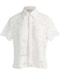 Alice + Olivia - Alice Olivia Lane Lace-Embroidered Short Sleeved Shirt - Lyst
