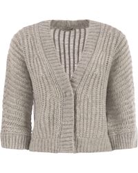 Peserico - Wool And Alpaca Mesh Cardigan - Lyst