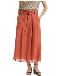 Brunello Cucinelli - Belted Midi Skirt - Lyst