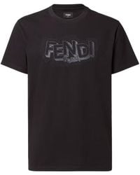 Fendi - Pop Pois Motif Embroidered Crewneck T-Shirt - Lyst