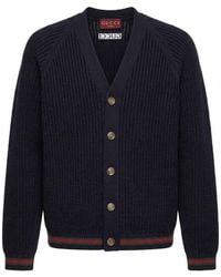 Gucci - Logo Embroidered Button-Up Cardigan - Lyst