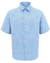 Etro - Striped Short-Sleeve Shirt With A Straight Collar - Lyst