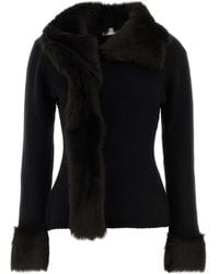 Magda Butrym - Faux Fur Trim Cardigan - Lyst