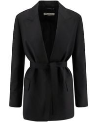 Max Mara - Belted Woollen Cloth Blazer - Lyst