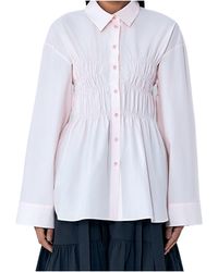 Cecilie Bahnsen - Smocked Detail Poplin Shirt - Lyst